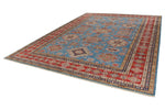 10x14 Blue and Red Kazak Tribal Rug