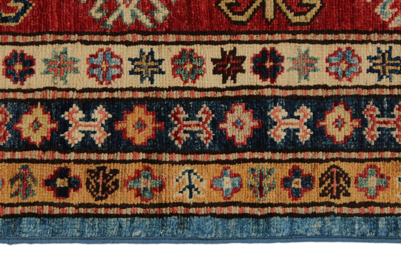 10x14 Blue and Red Kazak Tribal Rug