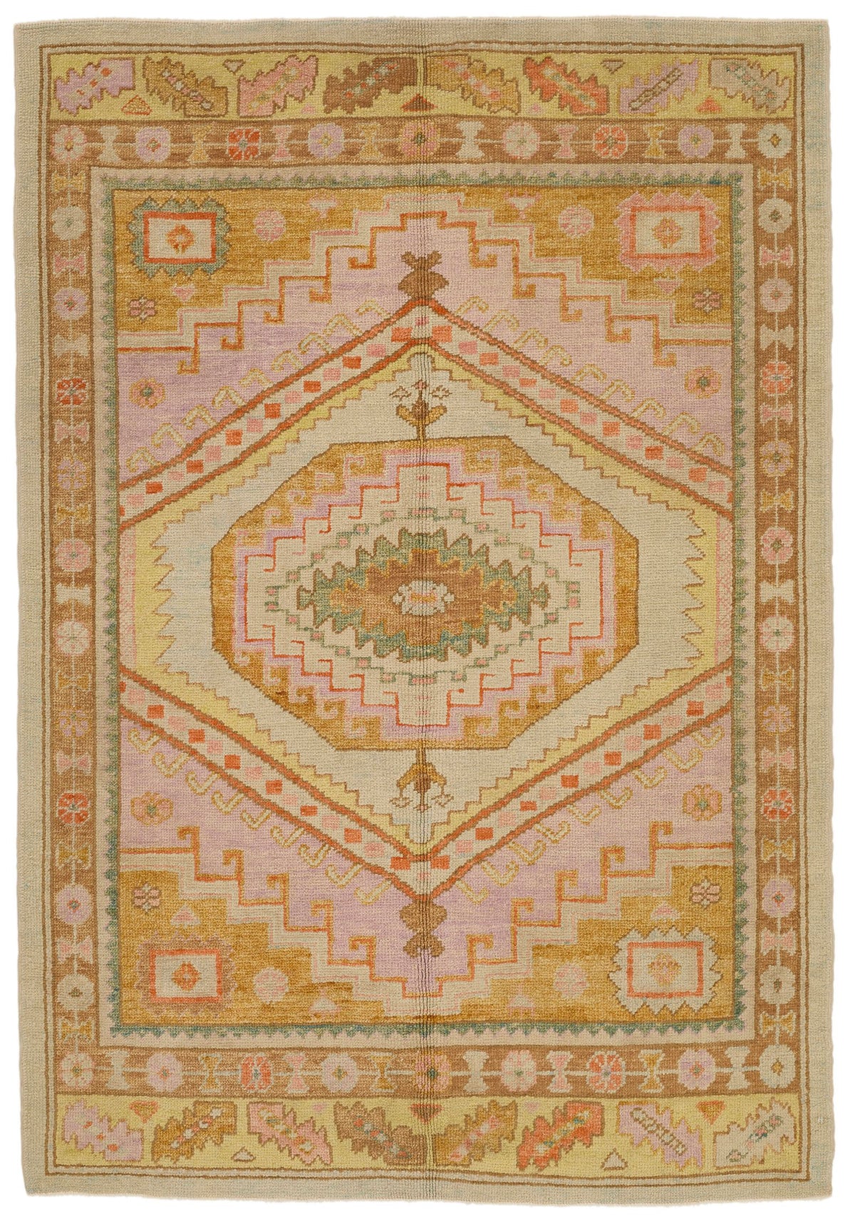 5x7 Pink and Light Brown Turkish Oushak Rug