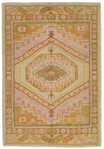 5x7 Pink and Light Brown Turkish Oushak Rug