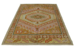5x7 Pink and Light Brown Turkish Oushak Rug