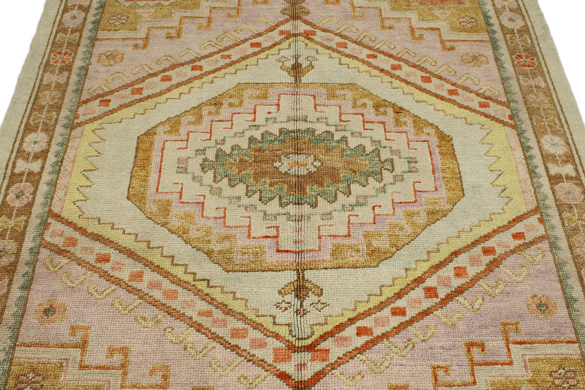 5x7 Pink and Light Brown Turkish Oushak Rug
