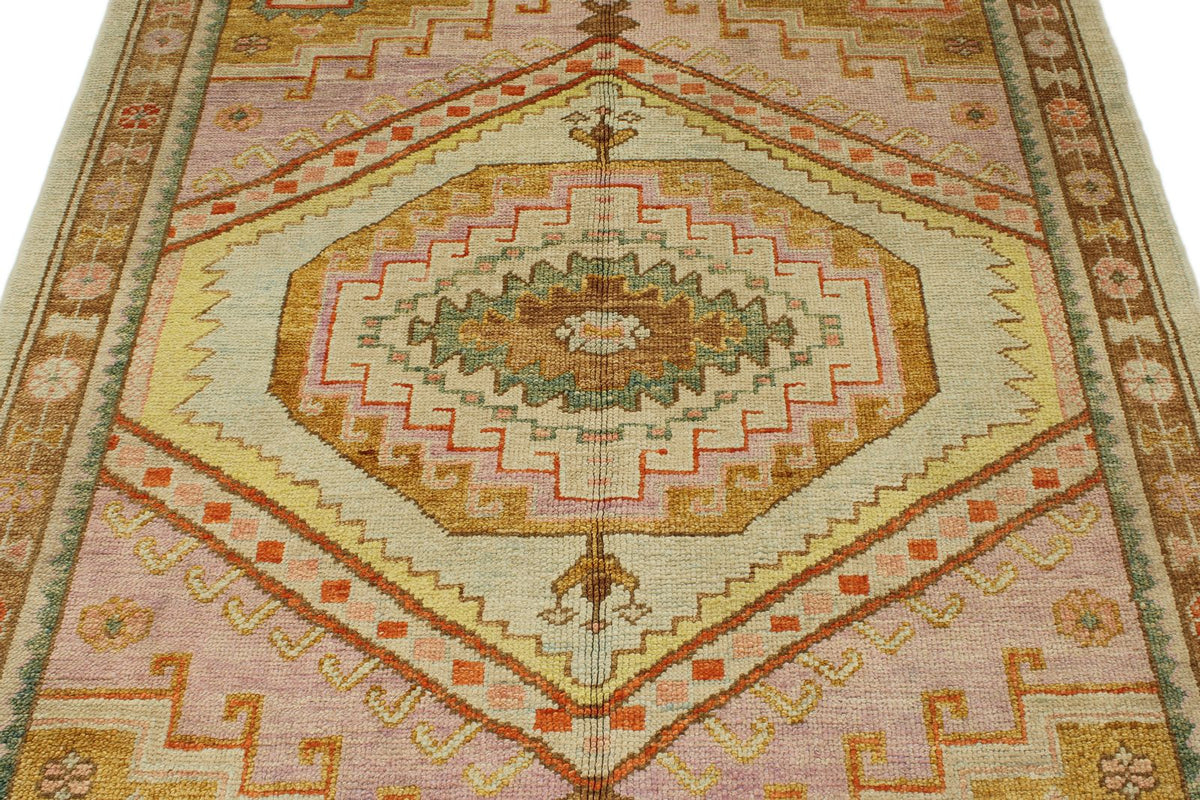 5x7 Pink and Light Brown Turkish Oushak Rug