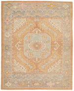 6x7 Light Rust and Blue Turkish Oushak Rug