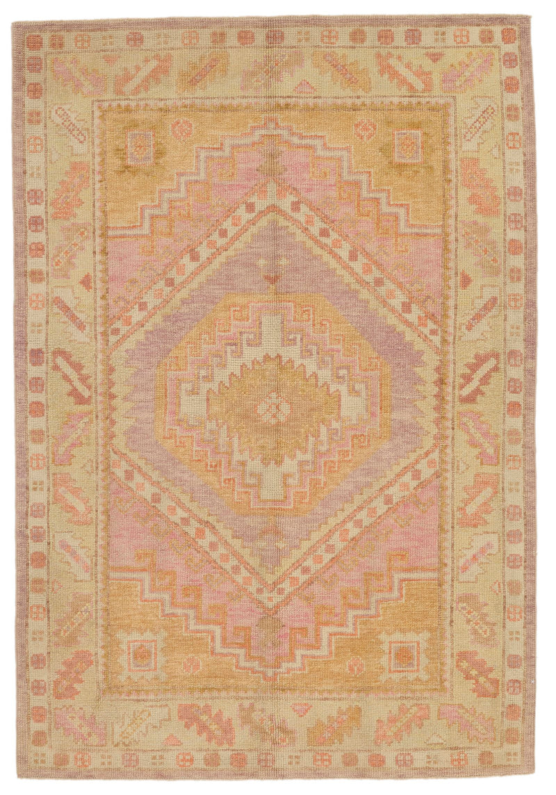 4x6 Multicolor and Green Turkish Oushak Rug