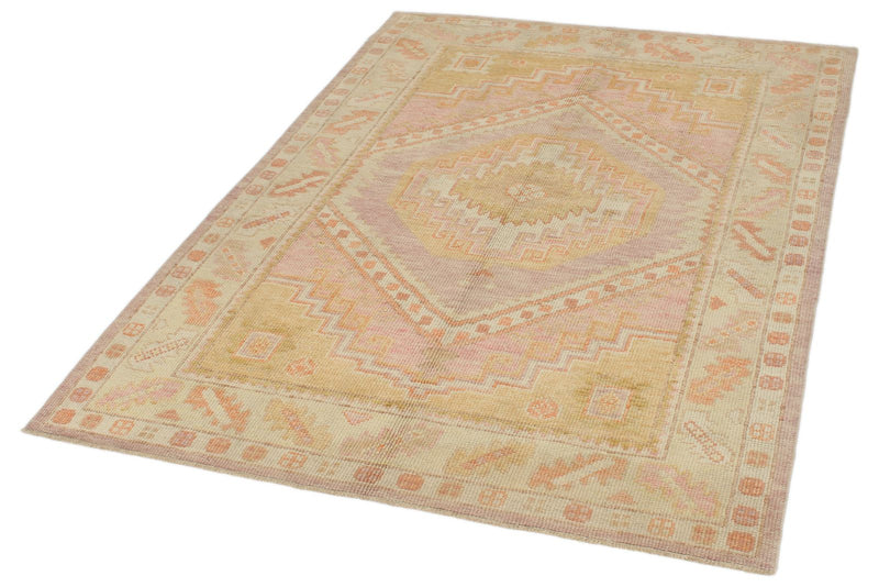 4x6 Multicolor and Green Turkish Oushak Rug