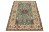 3x5 Green and Ivory Turkish Oushak Rug