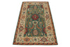 3x5 Green and Ivory Turkish Oushak Rug