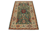 3x5 Green and Ivory Turkish Oushak Rug