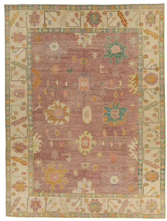 10x14 Purple and Ivory Turkish Oushak Rug