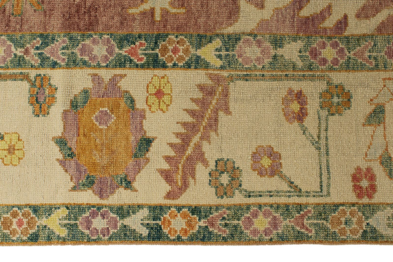 10x14 Purple and Ivory Turkish Oushak Rug