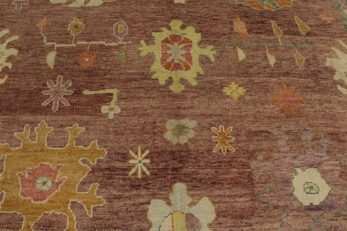 10x14 Purple and Ivory Turkish Oushak Rug