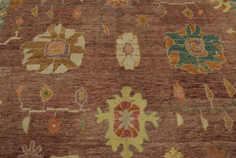 10x14 Purple and Ivory Turkish Oushak Rug