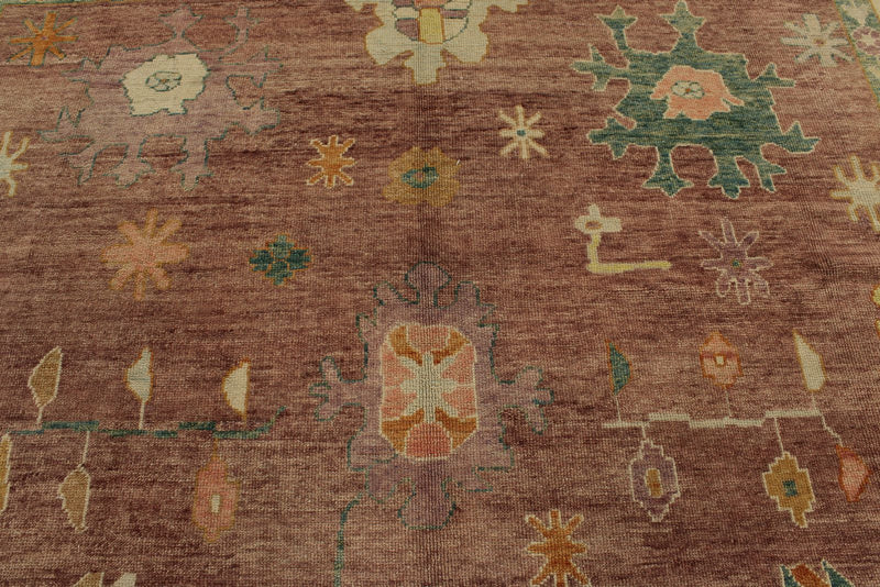 10x14 Purple and Ivory Turkish Oushak Rug