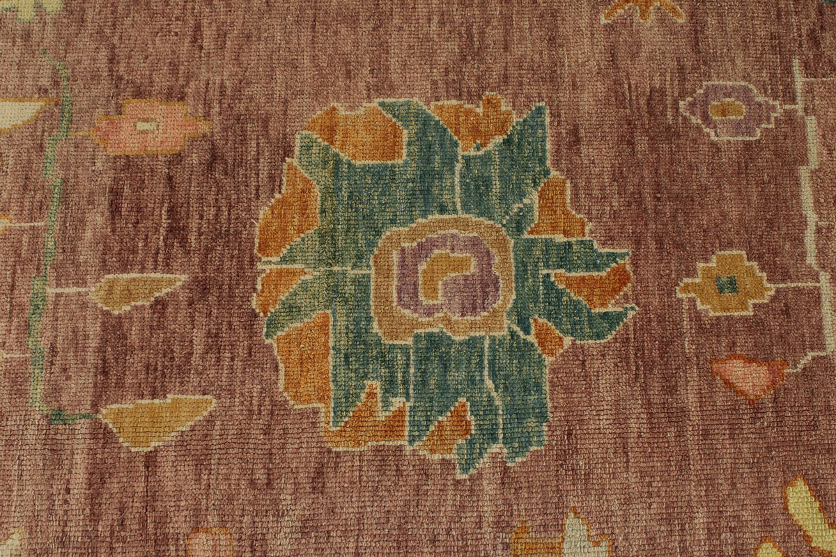 10x14 Purple and Ivory Turkish Oushak Rug