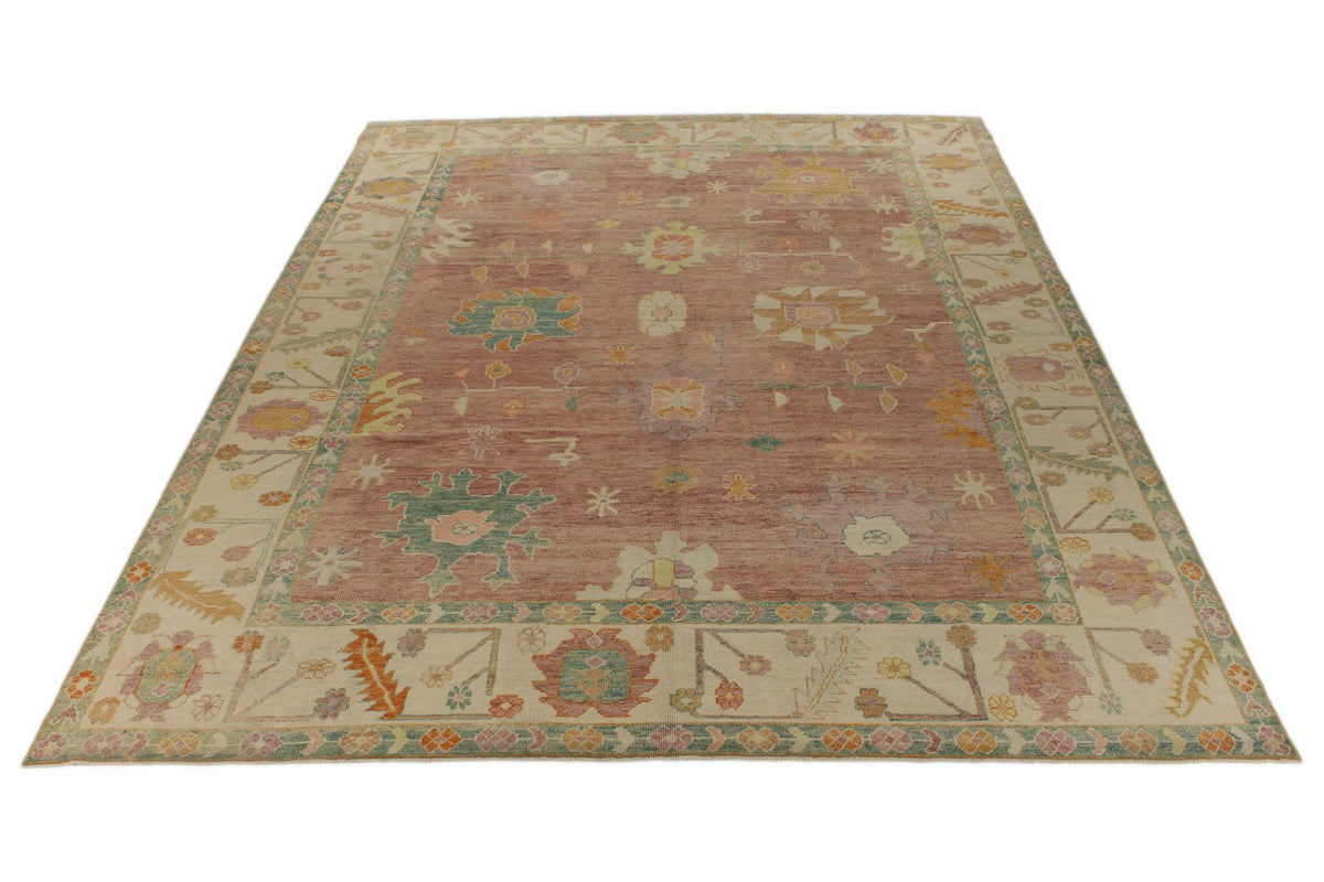 10x14 Purple and Ivory Turkish Oushak Rug