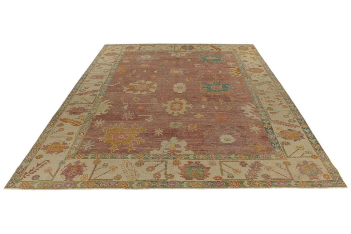 10x14 Purple and Ivory Turkish Oushak Rug