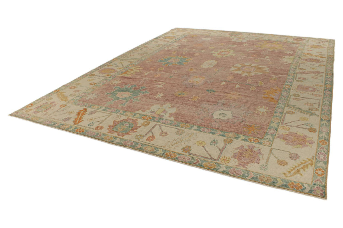 10x14 Purple and Ivory Turkish Oushak Rug