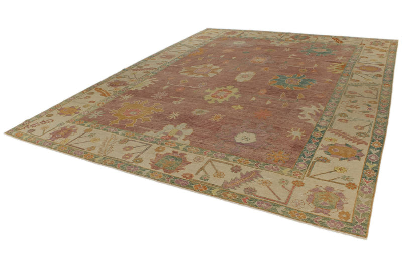 10x14 Purple and Ivory Turkish Oushak Rug