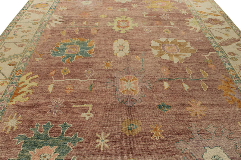 10x14 Purple and Ivory Turkish Oushak Rug