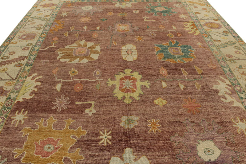 10x14 Purple and Ivory Turkish Oushak Rug