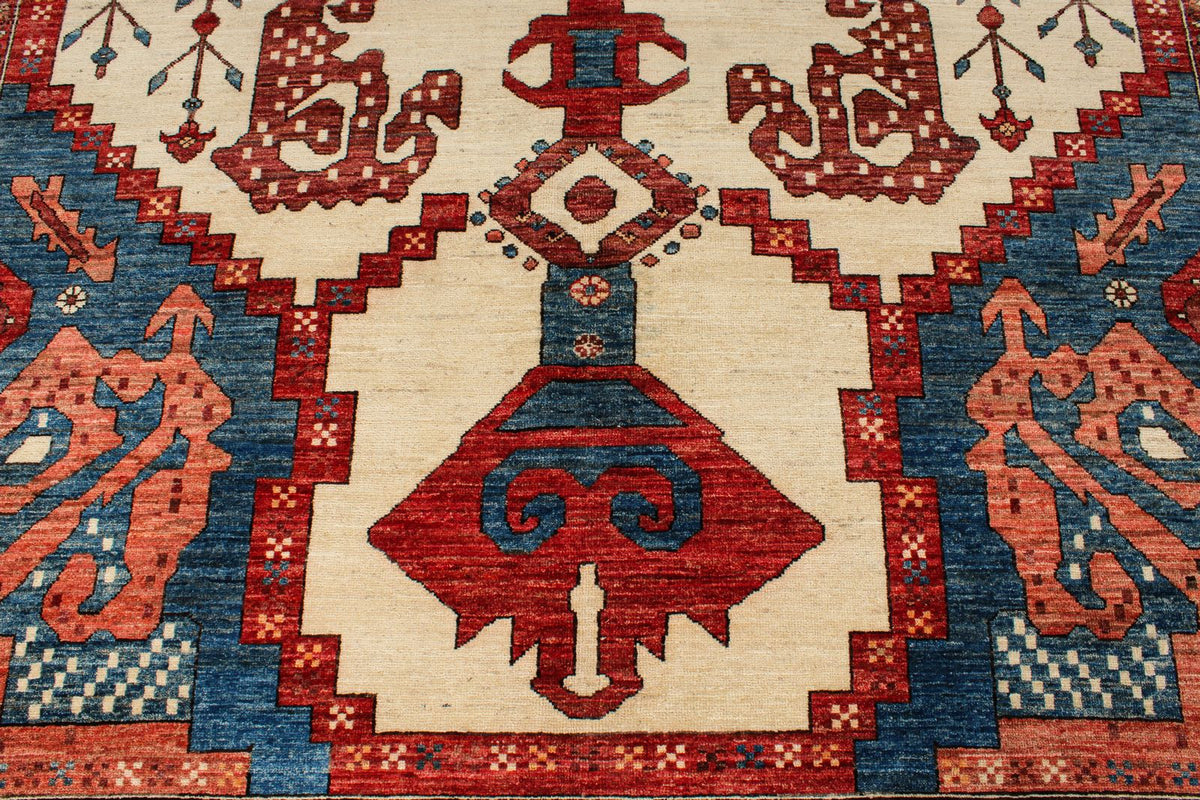 8x10 Navy and Ivory Anatolian Traditional Rug