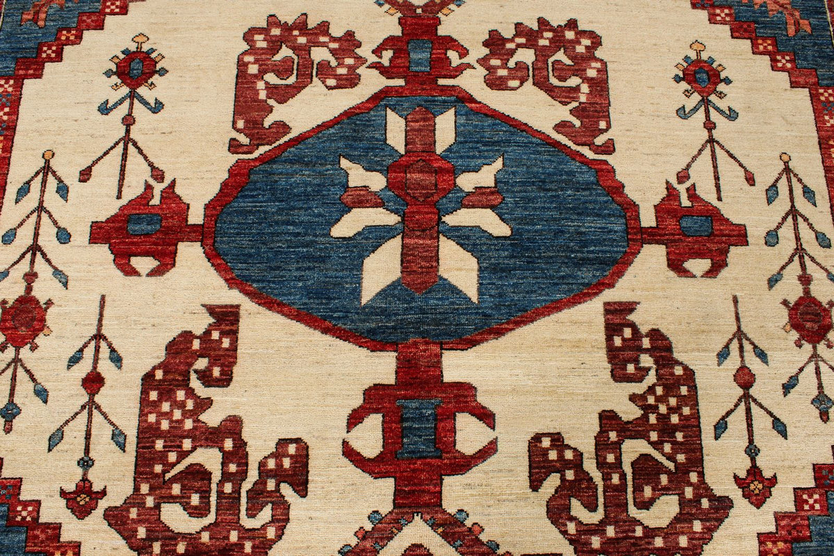 8x10 Navy and Ivory Anatolian Traditional Rug