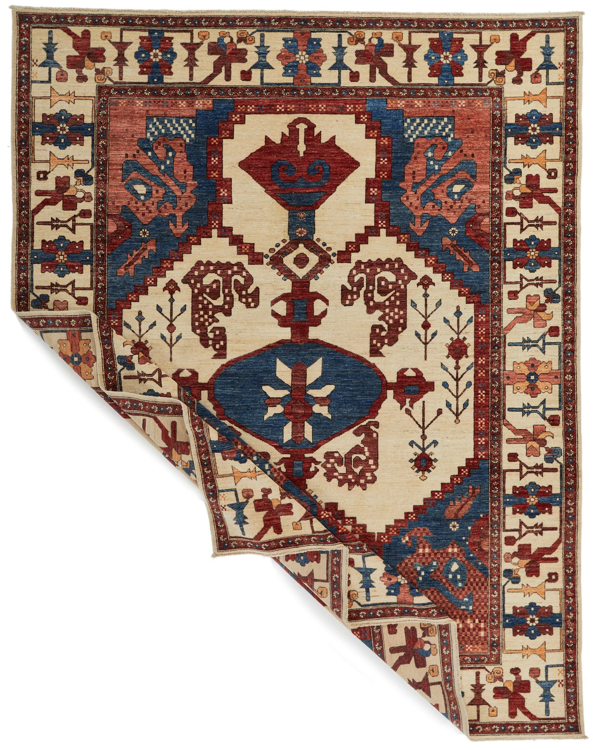 8x10 Navy and Ivory Anatolian Traditional Rug