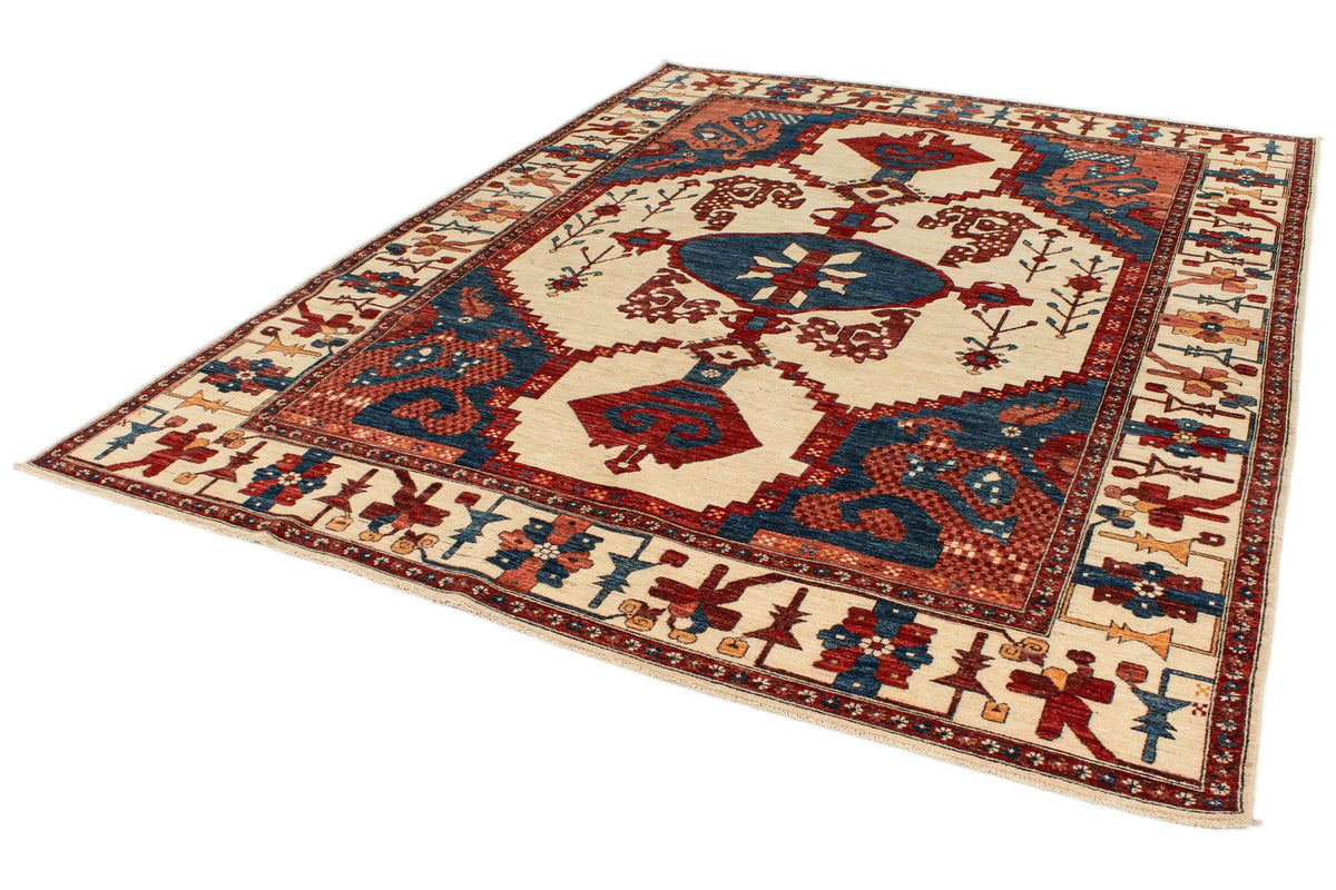 8x10 Navy and Ivory Anatolian Traditional Rug