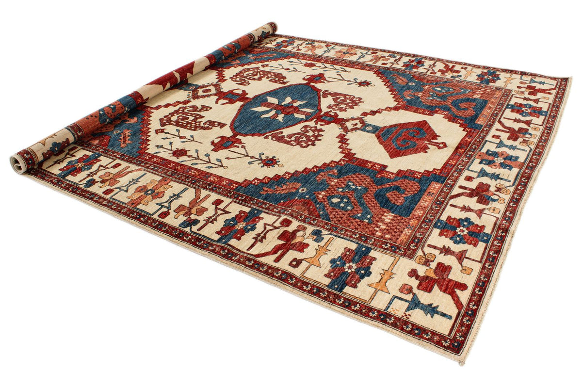 8x10 Navy and Ivory Anatolian Traditional Rug