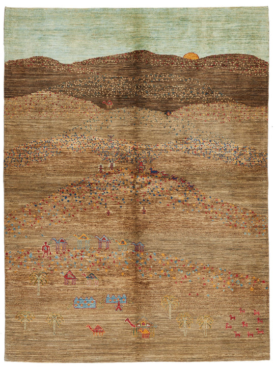 6x8 Brown and Multicolor Anatolian Traditional Rug