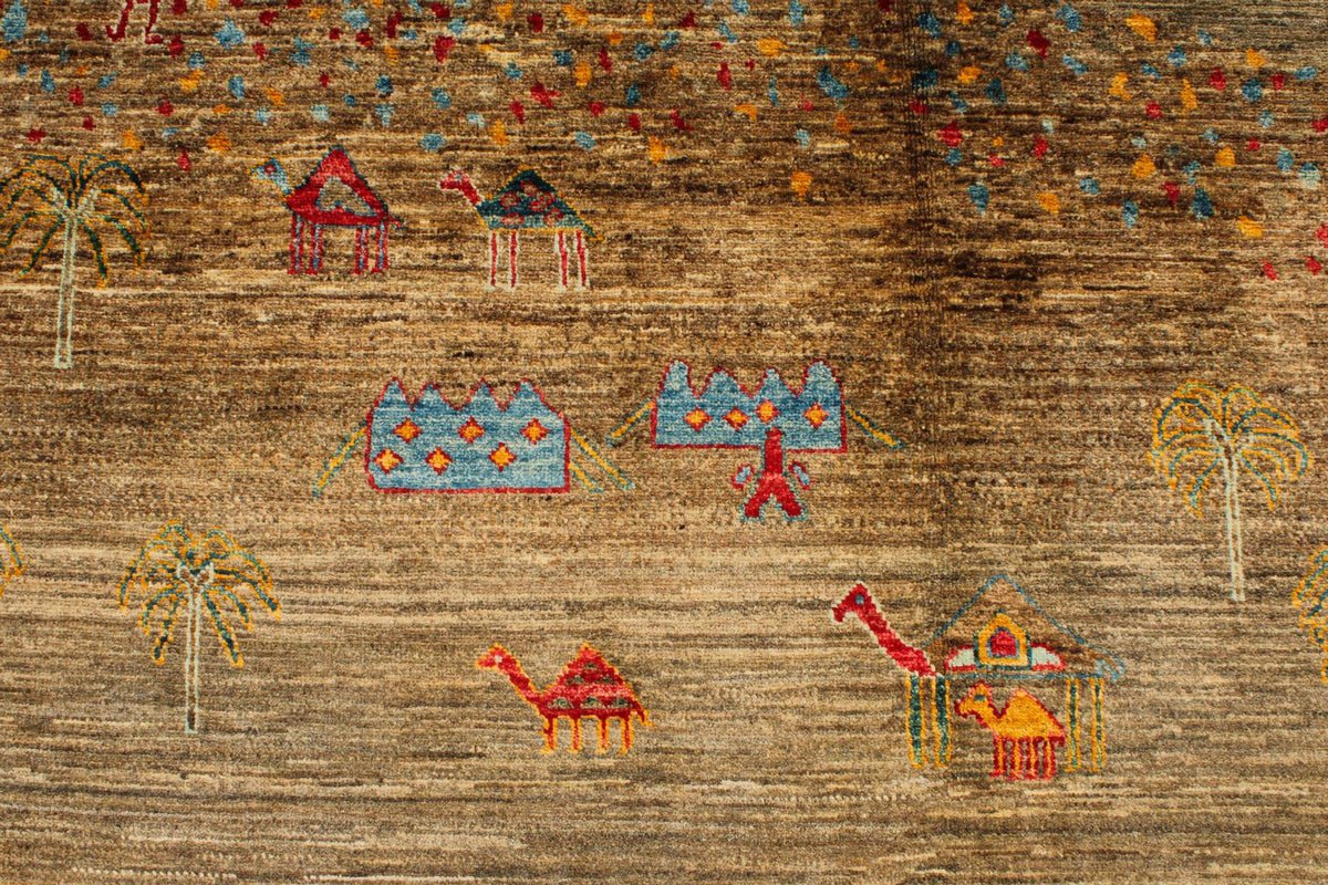 6x8 Brown and Multicolor Anatolian Traditional Rug