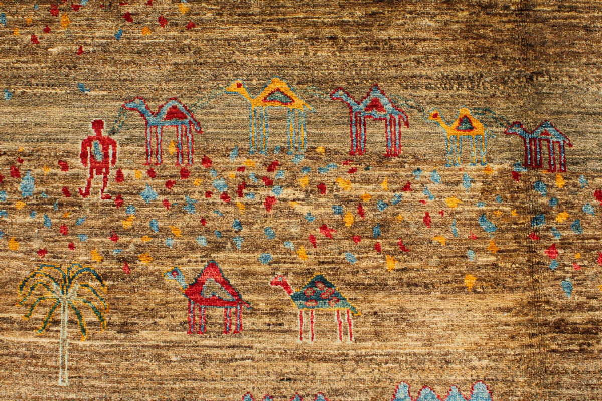 6x8 Brown and Multicolor Anatolian Traditional Rug