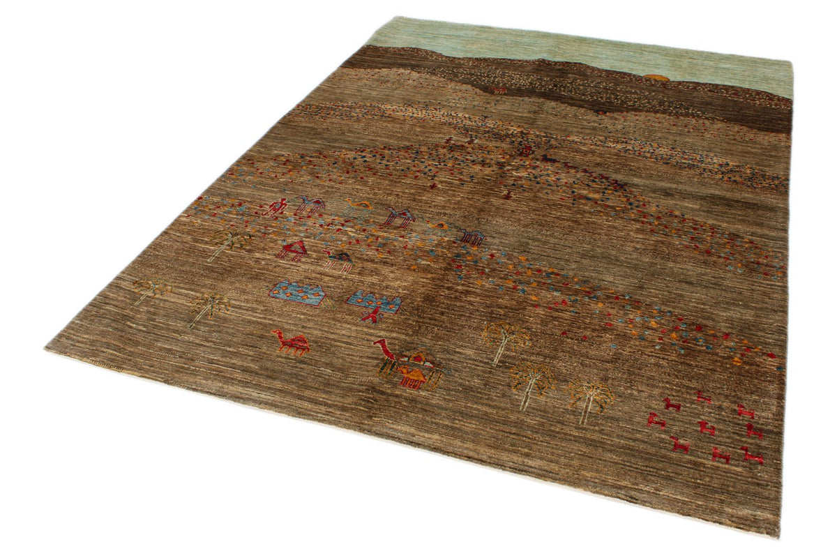 6x8 Brown and Multicolor Anatolian Traditional Rug