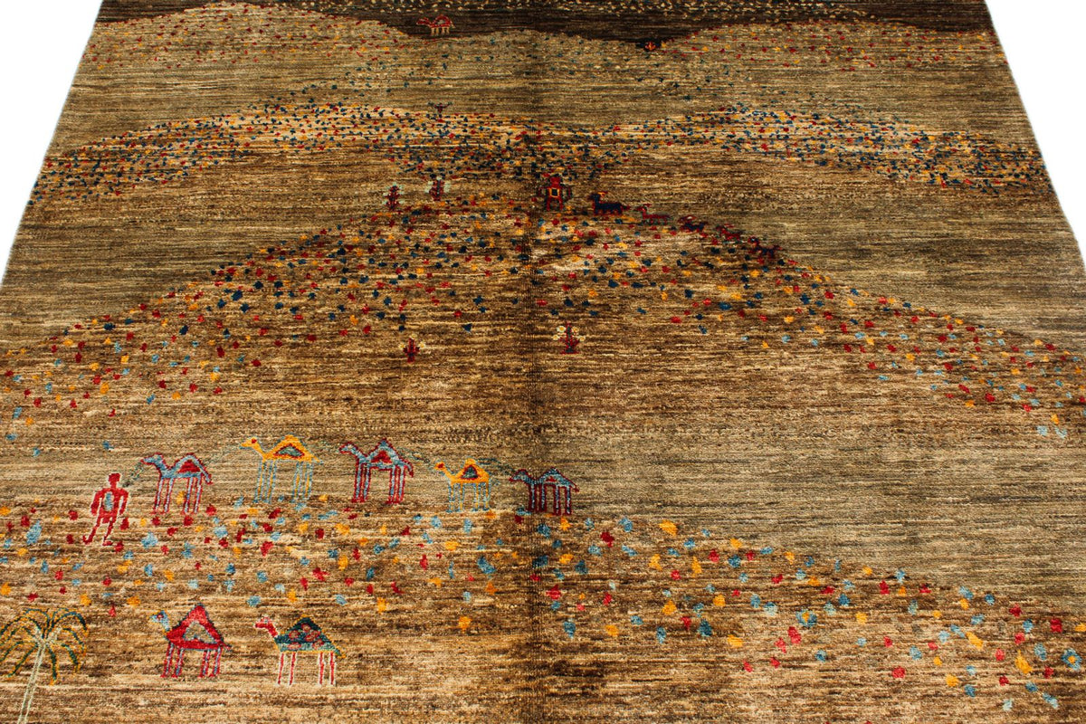 6x8 Brown and Multicolor Anatolian Traditional Rug