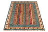 3x5 Green and Multicolor and Red Turkish Tribal Rug