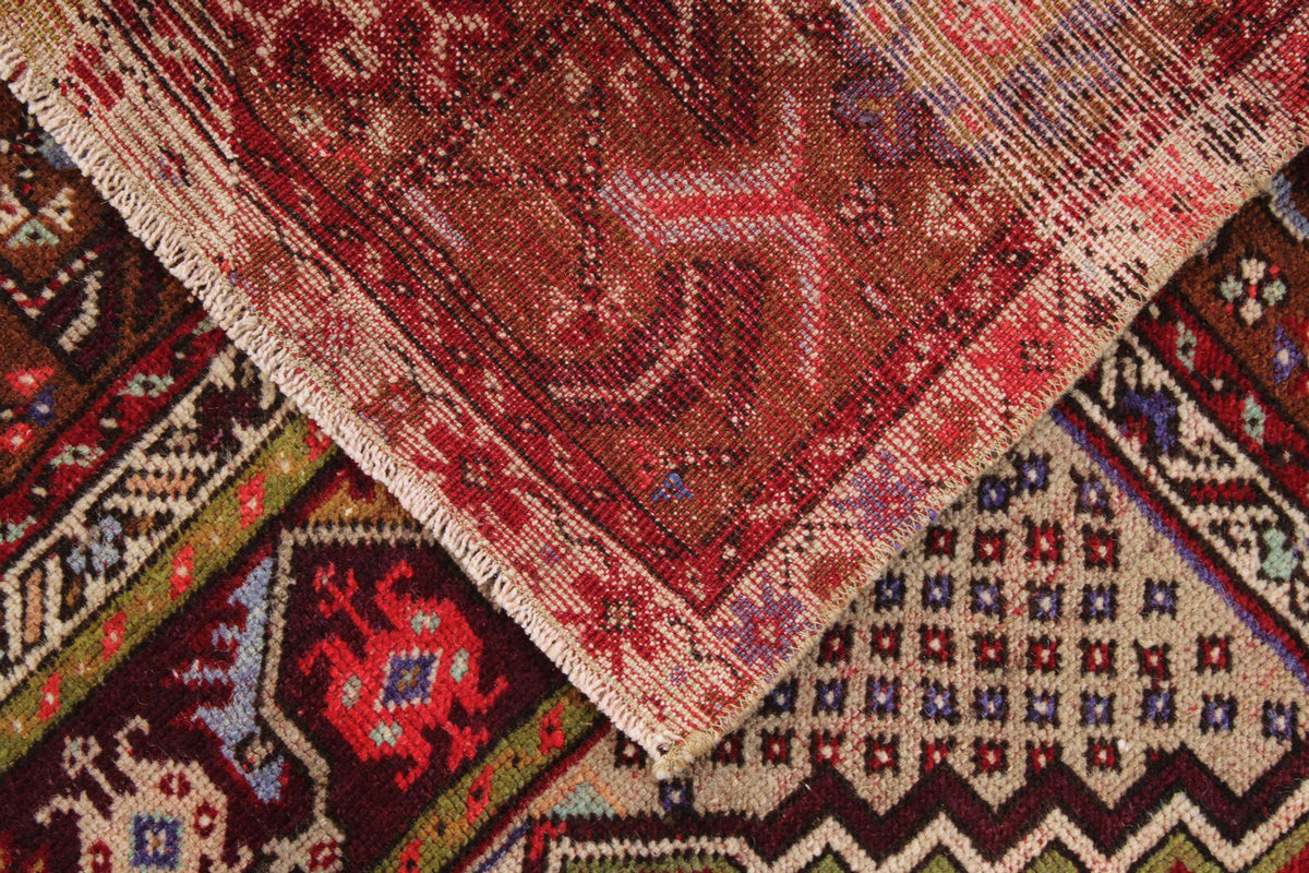 3x5 Red and Multicolor Anatolian Turkish Tribal Rug