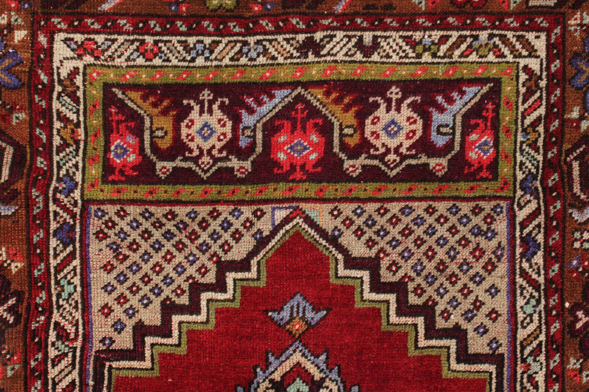 3x5 Red and Multicolor Anatolian Turkish Tribal Rug