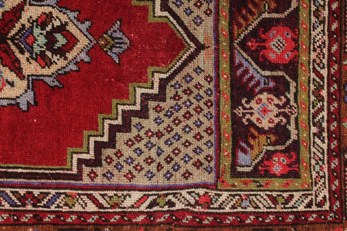 3x5 Red and Multicolor Anatolian Turkish Tribal Rug