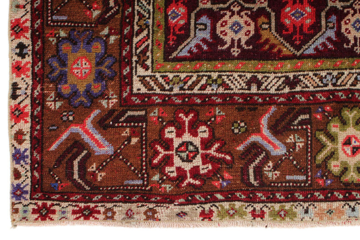 3x5 Red and Multicolor Anatolian Turkish Tribal Rug