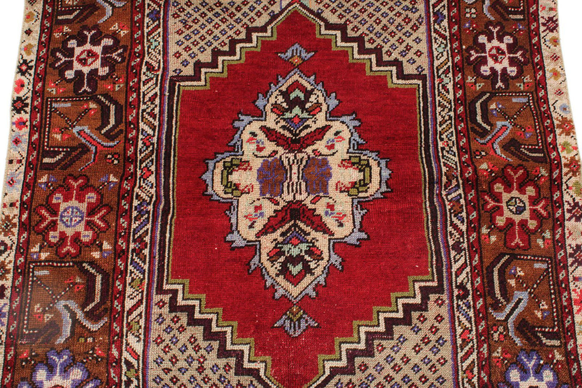 3x5 Red and Multicolor Anatolian Turkish Tribal Rug