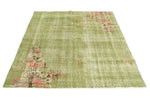 5x7 Green and Multicolor Turkish Overdyed Rug