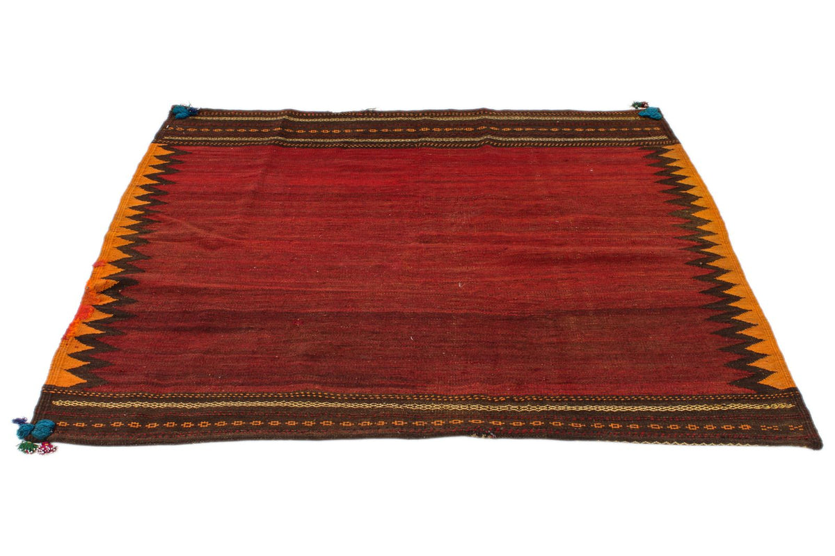 5x5 Red and Multicolor Turkish Tribal Rug