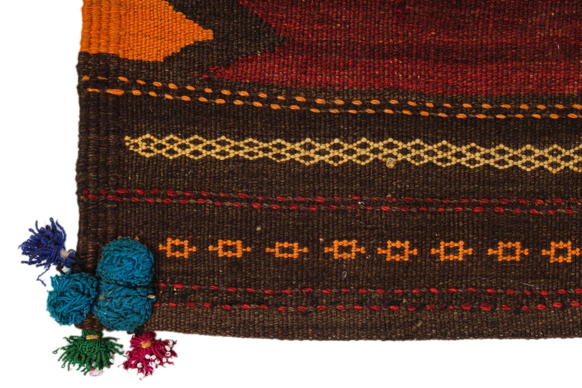 5x5 Red and Multicolor Turkish Tribal Rug