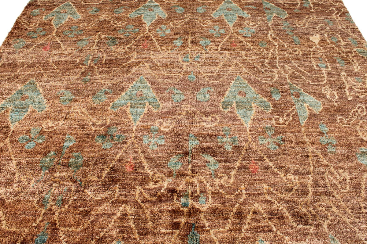 8x10 Brown and Multicolor Modern Contemporary Rug