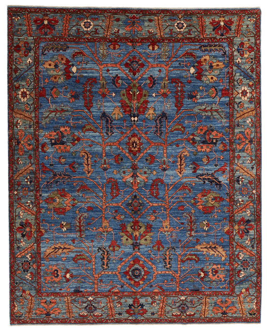 8x11 Navy and Multicolor Anatolian Traditional Rug