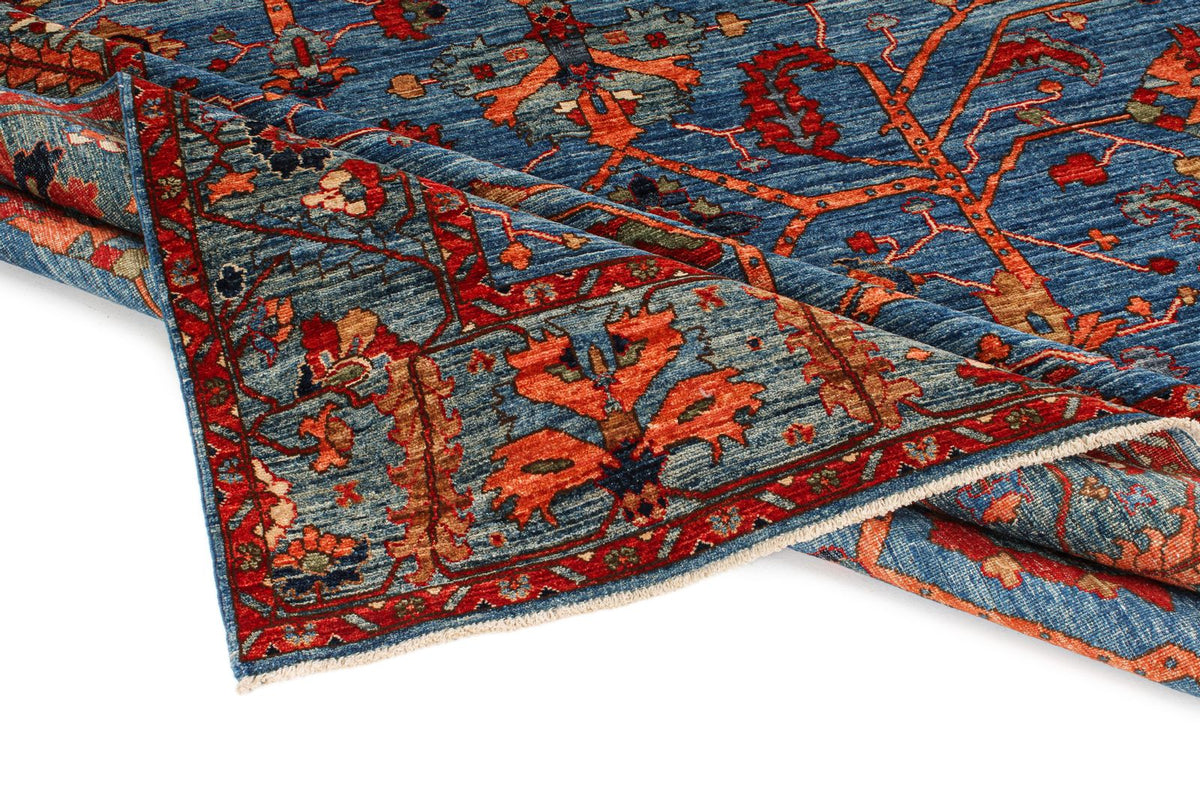 8x11 Navy and Multicolor Anatolian Traditional Rug