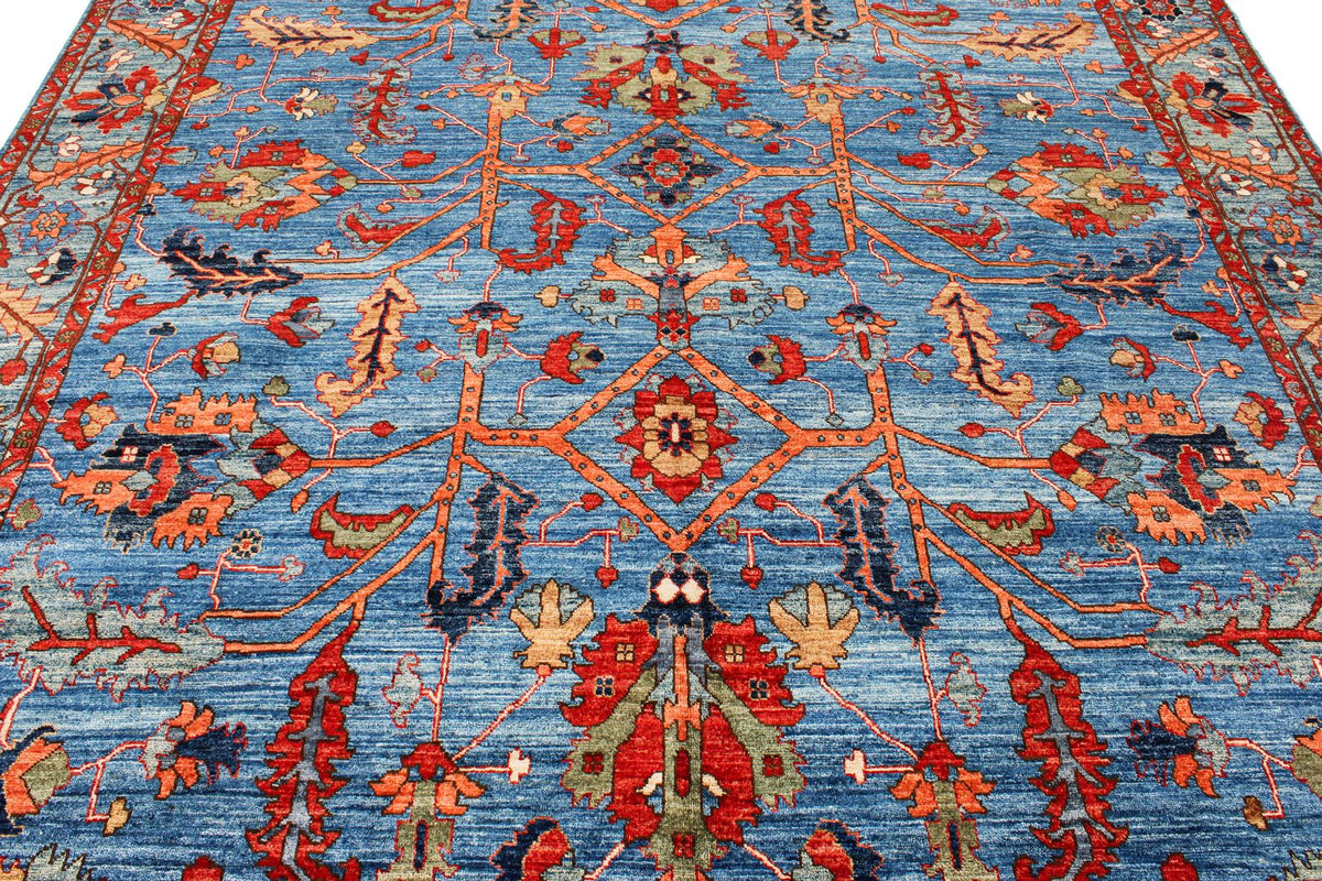 8x11 Navy and Multicolor Anatolian Traditional Rug