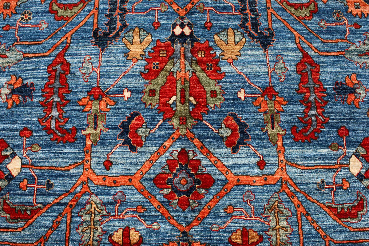 8x11 Navy and Multicolor Anatolian Traditional Rug