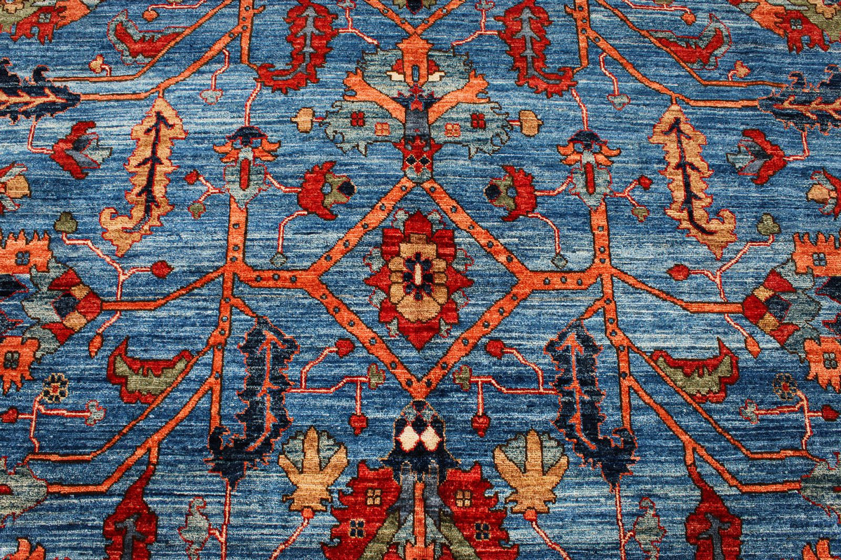 8x11 Navy and Multicolor Anatolian Traditional Rug